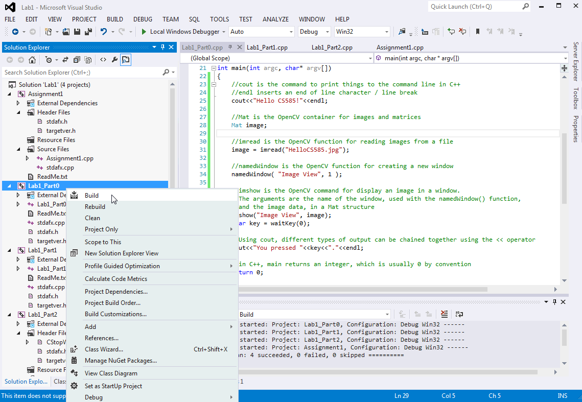 Step 1 - Create project with C++ application and print to debug console