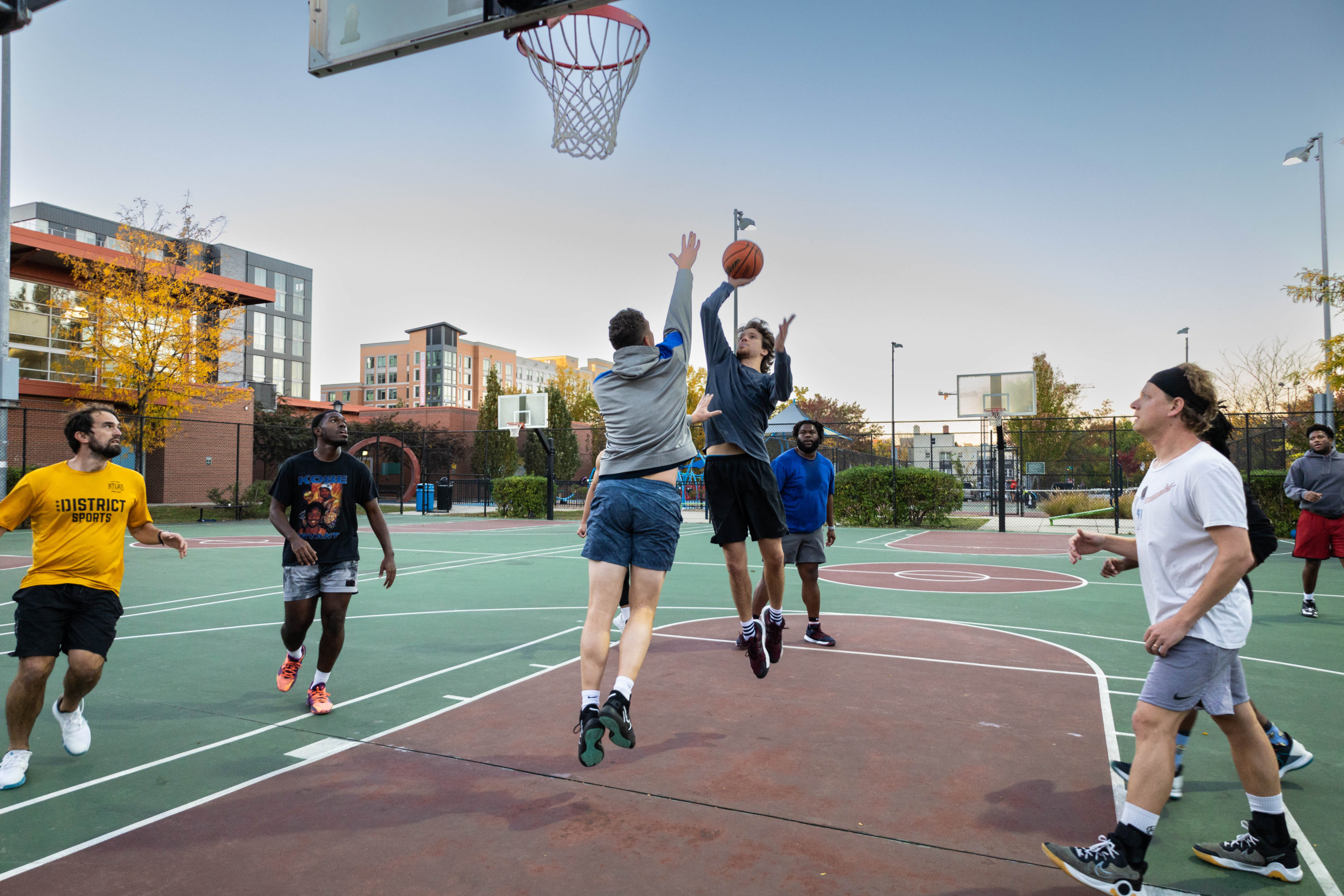People playing basketball