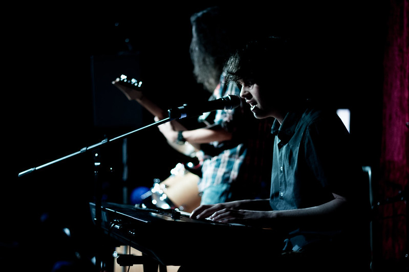 People playing in a band.