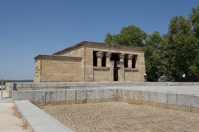 A picture of the Temple of Debod in Madrid.