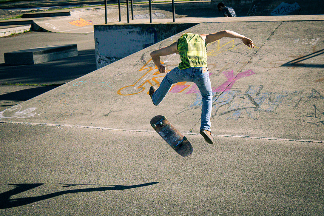 A picture I took of someone skating at the skate park