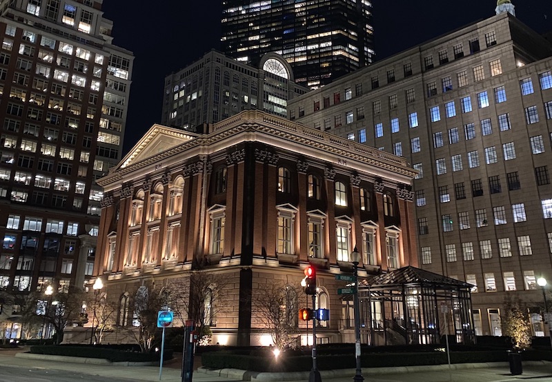 Boston Empty Newbury Street at night