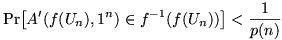 [bound on probability of finding a preimage]